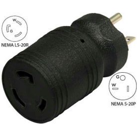 20 to 20-Amp Locking Adapter with NEMA 5-20P to L5-20R, Black