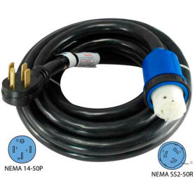 15' RV Detachable Power Cord, 50A, 6/3 + 8/1 STW, NEMA 14-50P to NEMA SS2-50R
