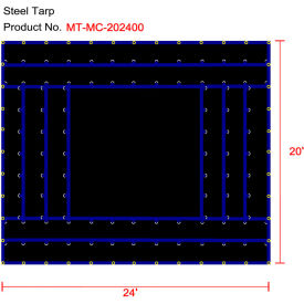 Flatbed Truck Tarp, Light Weight Machinery Tarp, 20'W x 24'L, Black