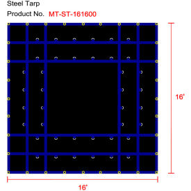Flatbed Truck Tarp, Light Weight Steel Tarp, 16'W x 16'L, Black