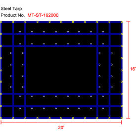 Flatbed Truck Tarp, Light Weight Steel Tarp, 16'W x 20'L, Black