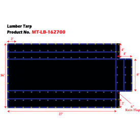 Heavy Duty Flatbed Truck Tarp, Lumber Tarp, 16'W x 27'L, Black