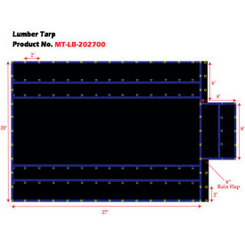 Heavy Duty Flatbed Truck Tarp, Lumber Tarp, 20 feet wide by 27 feet long, Black
