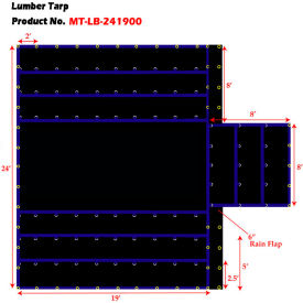 Flatbed Truck Tarp, Light Weight Lumber Tarp w/ 8' Drop, 24'W x 19'L, Black