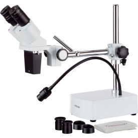 10X-20X Binocular Stereo Microscope on Boom Arm Stand with LED Gooseneck Light