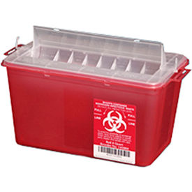 4-Quart Sharps Container, Horizontal Entry, Red, Case of 25