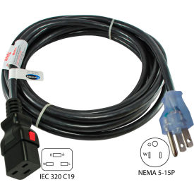 8F515LC19, 15A, Power Supply Cord with Push Lock, NEMA 5-15P to IEC C19