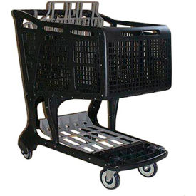 Large Plastic Shopping Cart, Black/Gray
