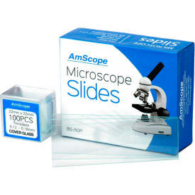 50 pcs. Pre-Cleaned Blank Microscope Slides and 100 pcs. Square Cover Slips