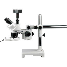 20X & 40X Trinocular Stereo Boom Microscope with Ring Light & 5MP Camera