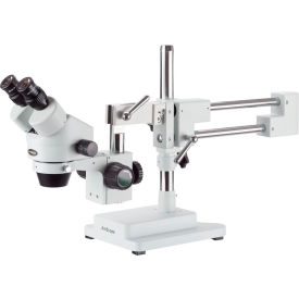 7X-45X Binocular Stereo Zoom Microscope on Double Arm Boom Stand