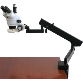 7X-45X Trinocular Articulating Zoom Microscope with Fluorescent Ring Light