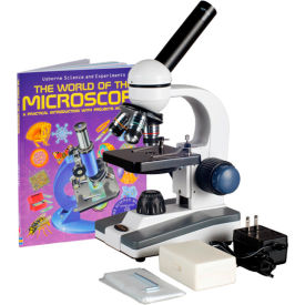 40X-1000X Coarse & Fine Student Compound Microscope + 25 pcs. Slides & Book