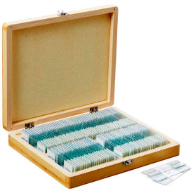 100 pc. Homeschool Biology Prepared Microscope Slides with Wooden Case