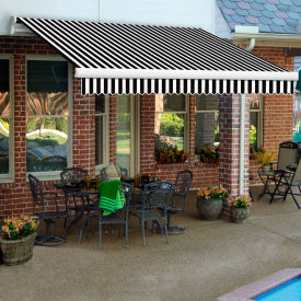 Retractable Awning Right Motor 14'W x 10'D x 10"H Black White