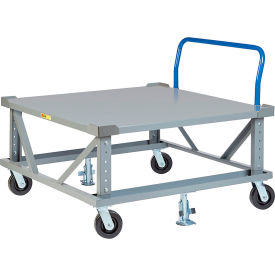 Adj. Height Pallet Stand with Handle 40x48 Solid Deck & Retainers