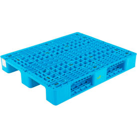 Rackable Open Deck Pallet, HDPE, 4-Way Entry, 47-1/8" x 39-1/4", 13200 Lb Static Capacity, Blue