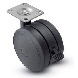 Swivel Top Plate Soft Tread Caster with Brake - 60mm Dia. Black