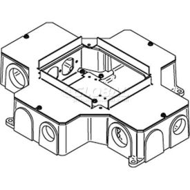 Floor Box 4-Compartment Recessed Box W/2 Receptacle Brackets, Cast Iron