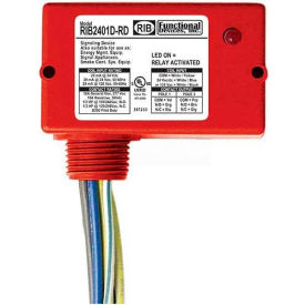 Enclosed Relay, 10A, DPDT, 24VAC/DC/120VAC, Red Housing