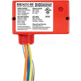 Enclosed Relay, 10A, SPDT, 24VAC/DC/120-277VAC, Red Housing