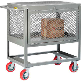 Raised Platform Trucks with Drop-Gate & Lid, Mesh Sides, 2000 lb Cap., 24x48