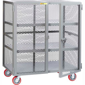Mobile Storage Locker w/2 Shelves & Poly Wheels, 72"L x 30"W x 56"H, Gray