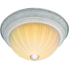 3 Light - 15" - Flush Mount - Frosted Melon Glass Textured White