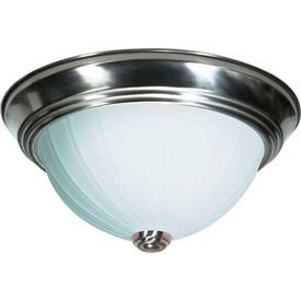 2 Light - 13" - Flush Mount - Frosted Melon Glass - Brushed Nickel