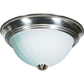 3 Light - 15" - Flush Mount - Frosted Melon Glass Brushed Nickel