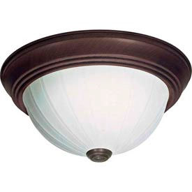 2 Light - 11" - Flush Mount - Frosted Melon Glass - Old Bronze