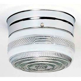 1 Light - 6" - Flush Mount - Small Crystal / White Drum - Polished Chrome