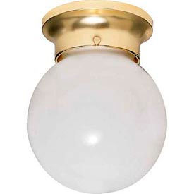 1 Light - 6" - Ceiling Fixture - White Ball Polished Brass