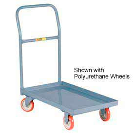 Steel Deck Platform Truck T-500-LU - Lip Edge - 18 x 32 - Mold-on Rubber Wheels