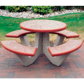 66" Round Picnic Table, Concrete, Red