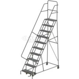 10 Step Steel Rolling Ladder - Grip Strut