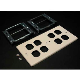 Four-Gang Overlapping Cover For Duplex Openings, Ivory, 9-1/2"L