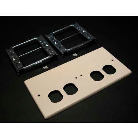 Four-Gang Overlapping Cover, Two Duplex Openings, Ivory, 9-1/2"L