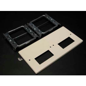 Four-Gang Overlapping Cover, Two Rectangular Openings, Ivory, 9-1/2"L