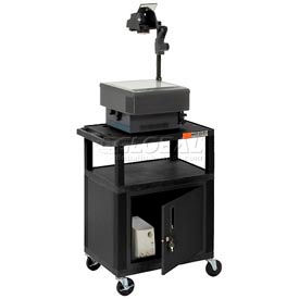 Plastic Utility Cart 3 Shelves Black Security Cabinet