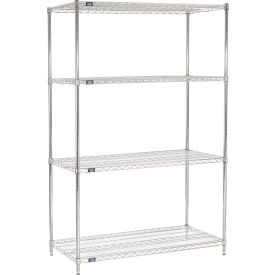 4 Shelf Chrome Wire Shelving Unit, Starter, 48"W x 24"D x 74"H
