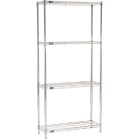 4 Shelf Chrome Wire Shelving Unit, Starter, 36"W x 12"D x 86"H