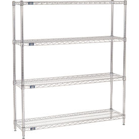 4 Shelf, Chrome Wire Shelving Unit, Starter, 48"W x 12"D x 63"H