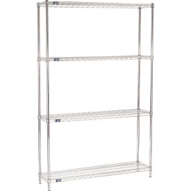 4 Shelf, Chrome Wire Shelving Unit, Starter, 48"W x 12"D x 74"H