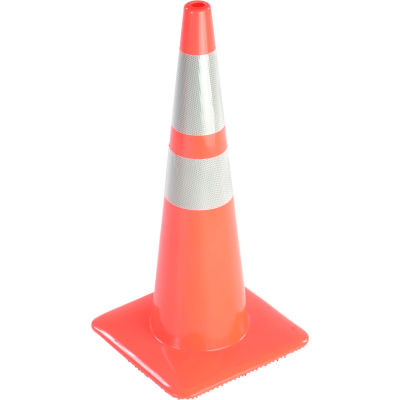 36" Traffic Cone, Reflective, Solid Orange Base, 10 lbs