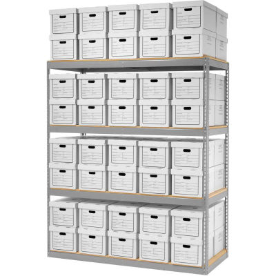Record Storage Open With Boxes 72"W x 30"D x 84"H - Gray