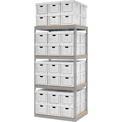Record Storage Open With Boxes 42"W x 30"D x 84"H - Gray