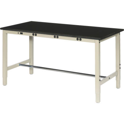 60 x 36 Production Workbench - Power Apron - Phenolic Resin Safety Edge Tan