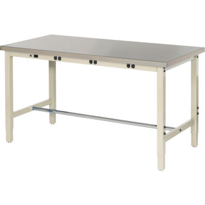 48 x 30 Production Workbench - Power Apron - Stainless Steel Square Edge Tan