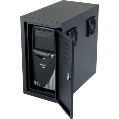 Orbit CPU Computer Enclosure Cabinet Front/Rear Doors 2 Exhaust Fans, Black
